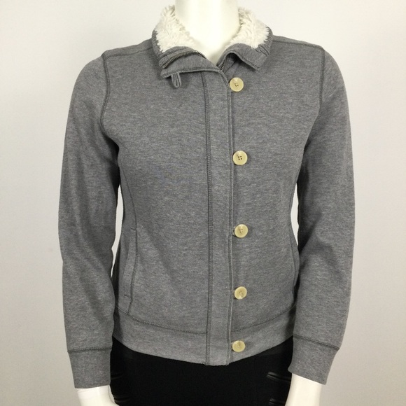 aerie Jackets & Blazers - AERIE Women’s Grey Bomber Style Sweater Jacket with Zipper & Buttons